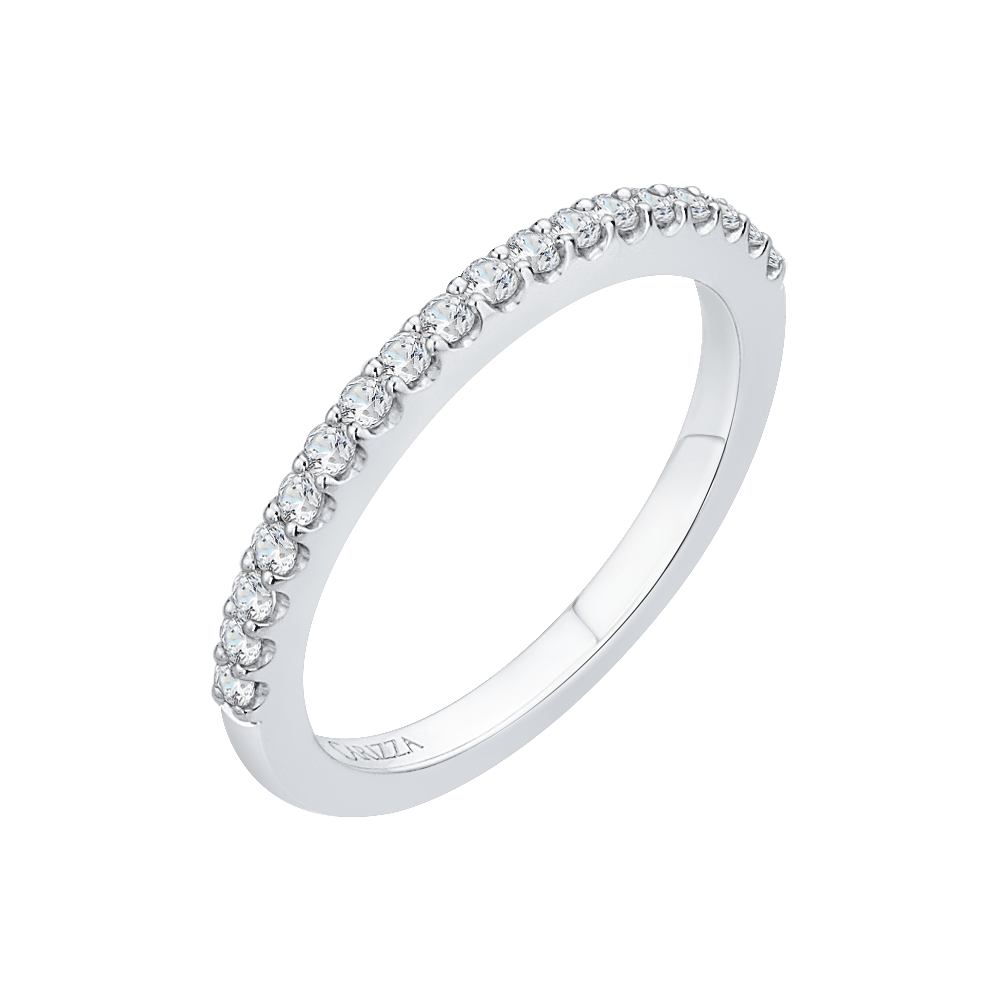 14K White Gold Round Diamond Half Eternity Wedding Band