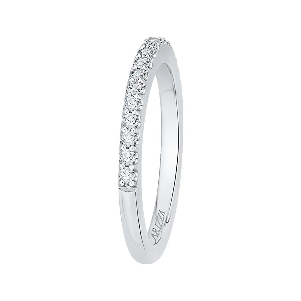 14K White Gold Round Diamond Half Eternity Wedding Band