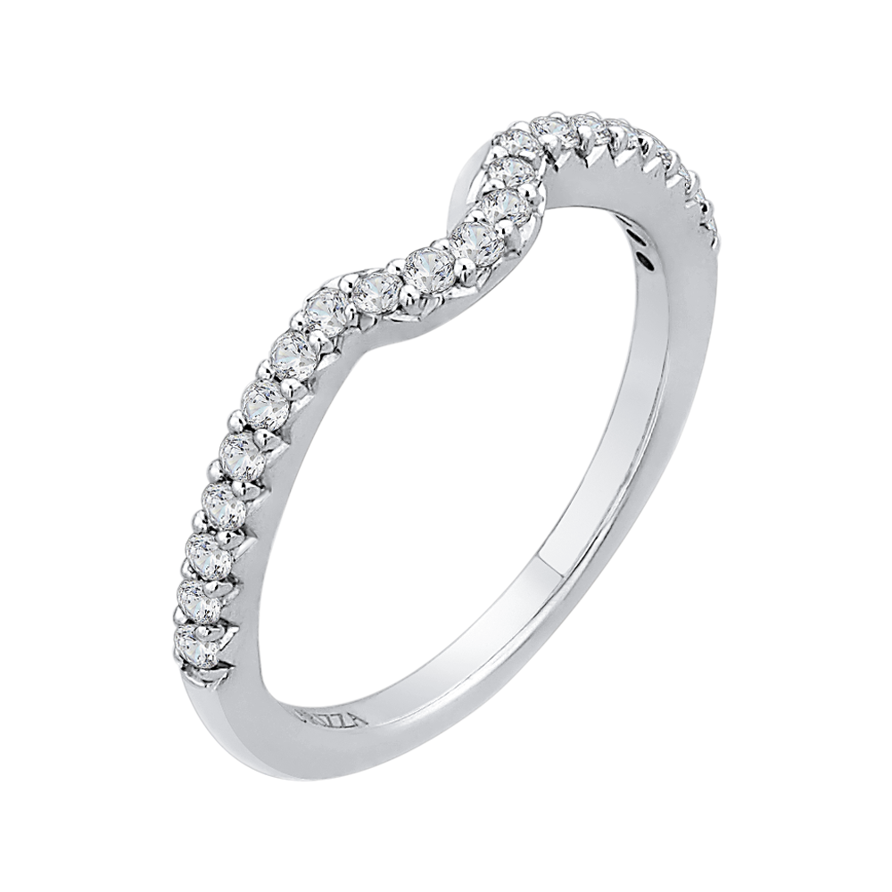 14K White Gold Round Diamond Half Eternity Wedding Band