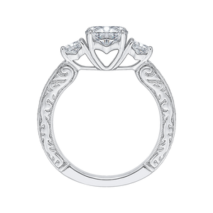 14K White Gold Round Diamond Three Stone Engagement Ring (Semi Mount)