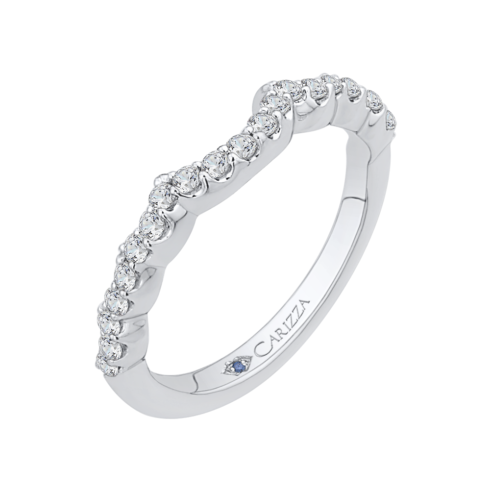 Round Diamond Half Eternity Wedding Band In 14K White Gold