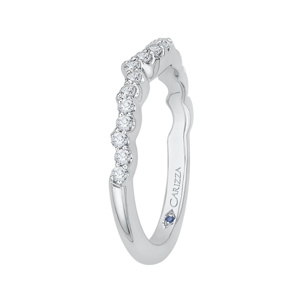 Round Diamond Half Eternity Wedding Band In 14K White Gold