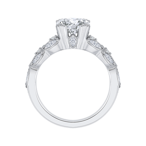 14K White Gold Round Diamond Floral Engagement Ring (Semi Mount)