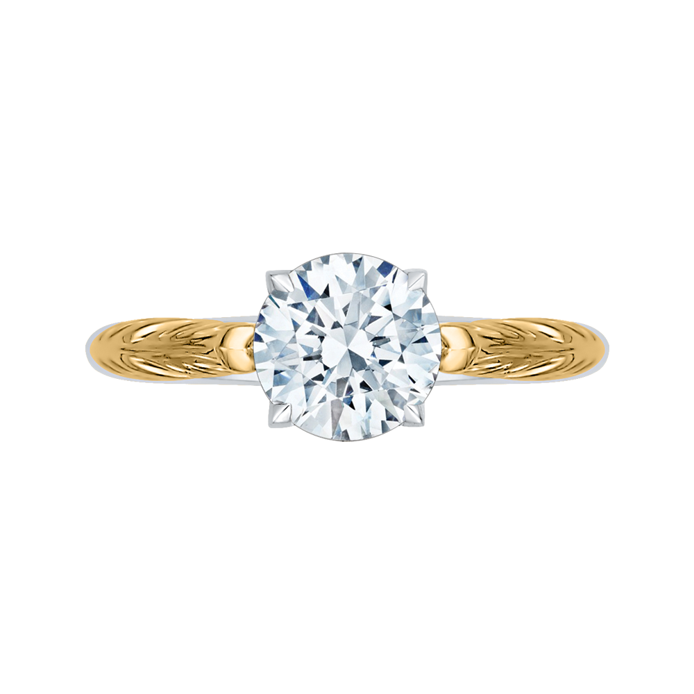 CA0199E-WY-1.50 Bridal Jewelry Carizza White Gold Rose Gold Yellow Gold Vintage Round Diamond Solitaire Engagement Rings