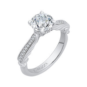 14K White Gold Round Diamond Engagement Ring (Semi Mount)