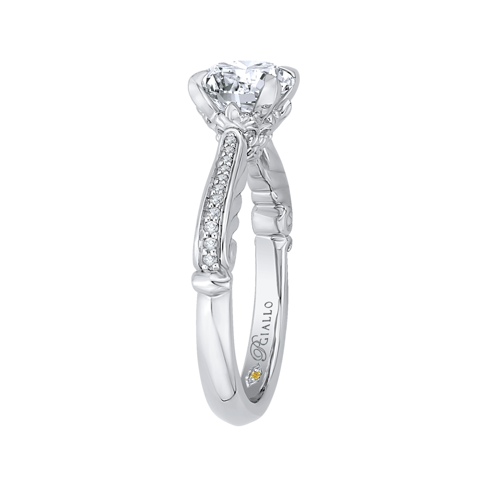 14K White Gold Round Diamond Engagement Ring (Semi Mount)