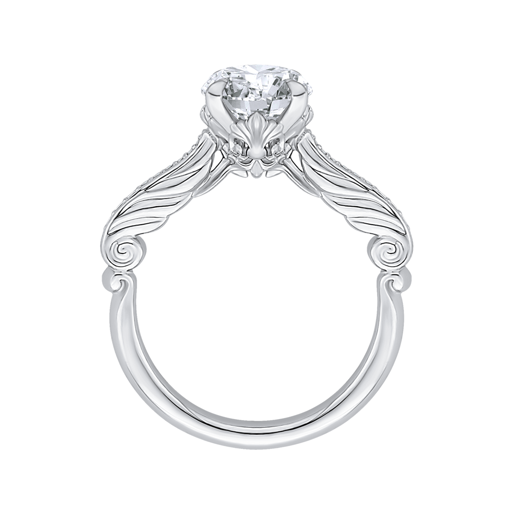 14K White Gold Round Diamond Engagement Ring (Semi Mount)