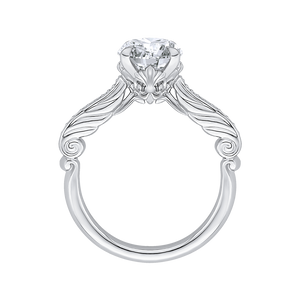 14K White Gold Round Diamond Engagement Ring (Semi Mount)