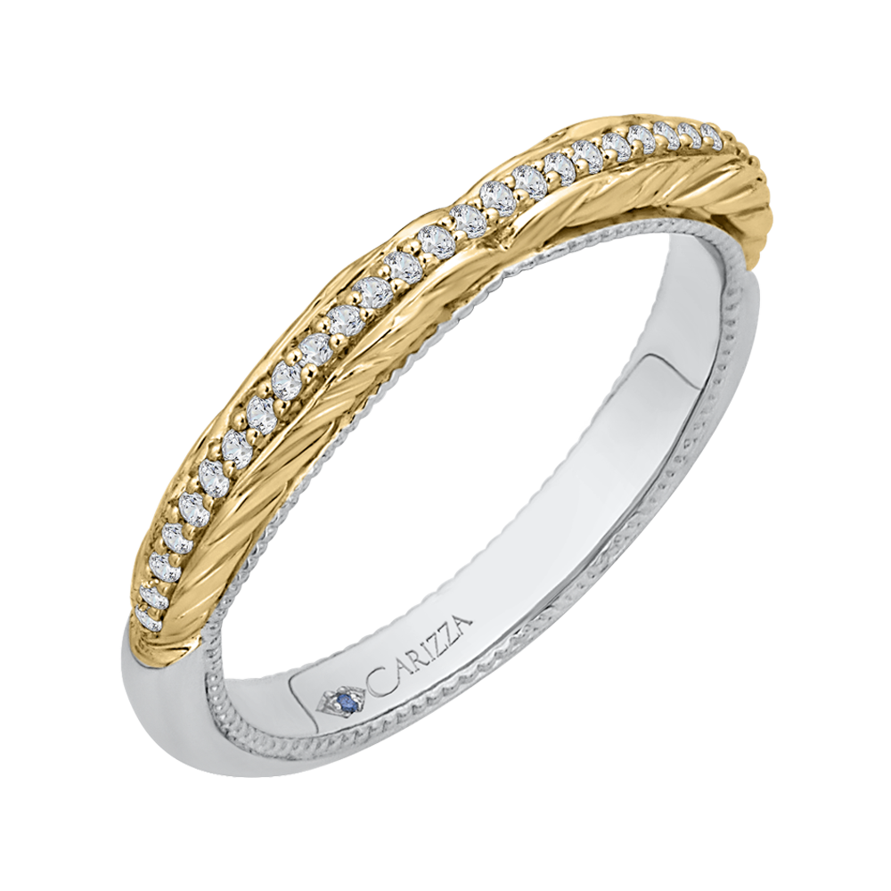 14K Two Tone Gold Round Diamond Wedding Band