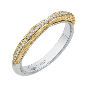 14K Two Tone Gold Round Diamond Wedding Band