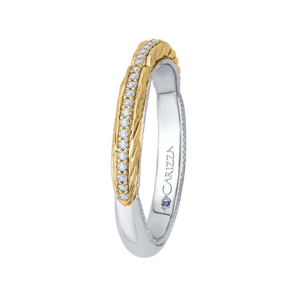 14K Two Tone Gold Round Diamond Wedding Band