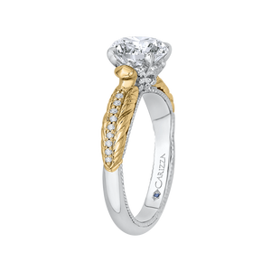 14K Two Tone Gold Round Diamond Engagement Ring (Semi Mount)