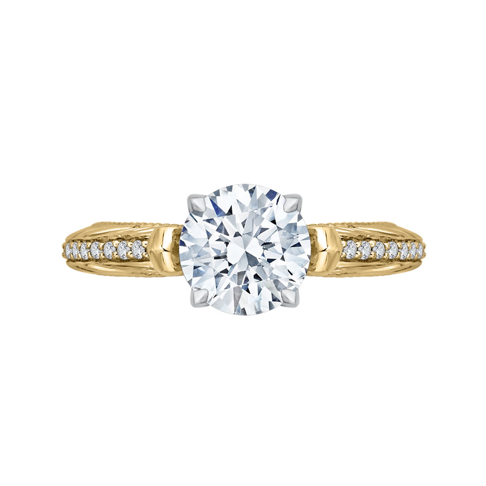 CA0203E-37WY-1.50 Bridal Jewelry Carizza White Gold Rose Gold Yellow Gold Round Diamond Engagement Rings