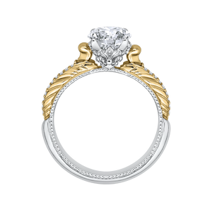 14K Two Tone Gold Round Diamond Engagement Ring (Semi Mount)