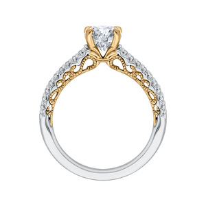 14K Two Tone Gold Round Diamond Engagement Ring (Semi Mount)