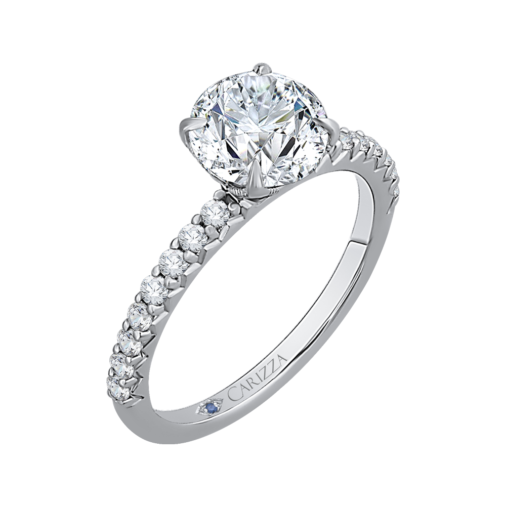 Round Diamond Engagement Ring In 14K White Gold (Semi Mount)