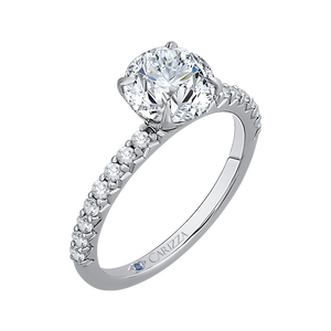 Round Diamond Engagement Ring In 14K White Gold (Semi Mount)