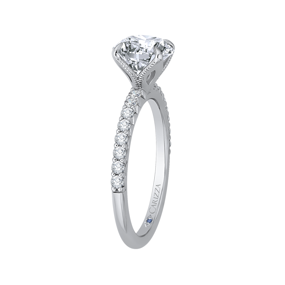 Round Diamond Engagement Ring In 14K White Gold (Semi Mount)