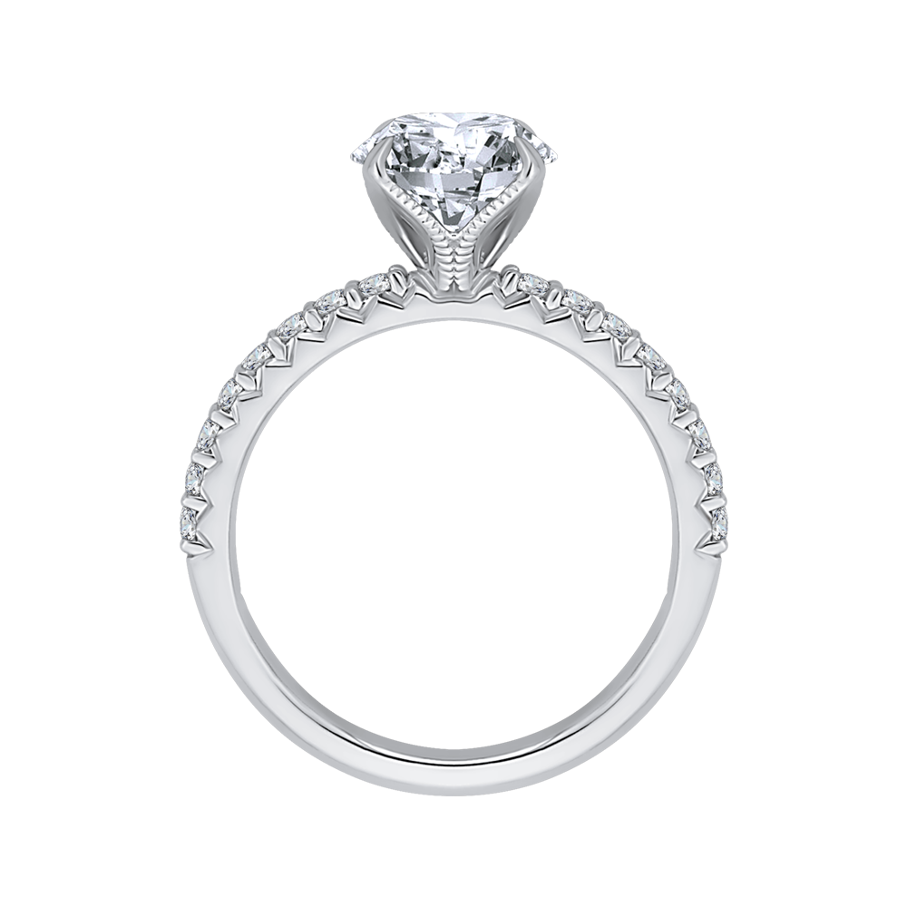 Round Diamond Engagement Ring In 14K White Gold (Semi Mount)