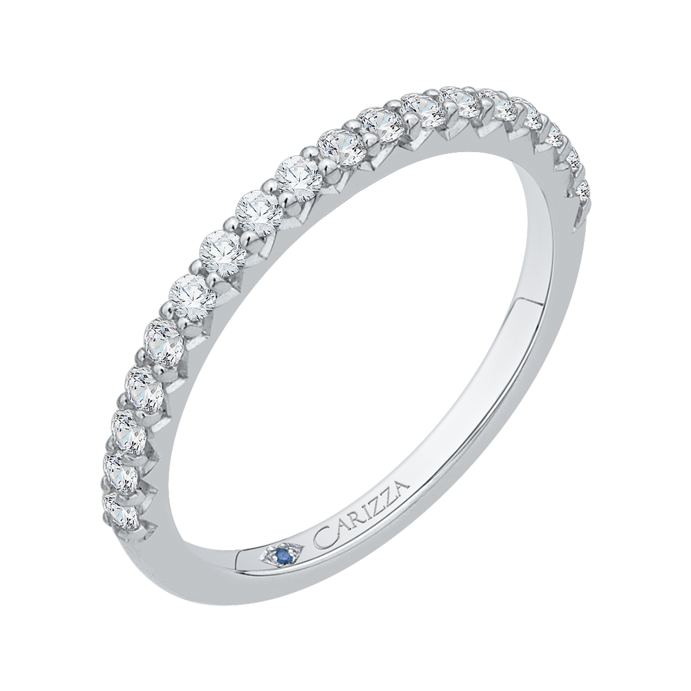 14K White Gold Round Diamond Wedding Band