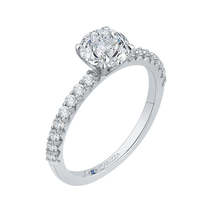 14K White Gold Round Diamond Engagement Ring (Semi Mount)