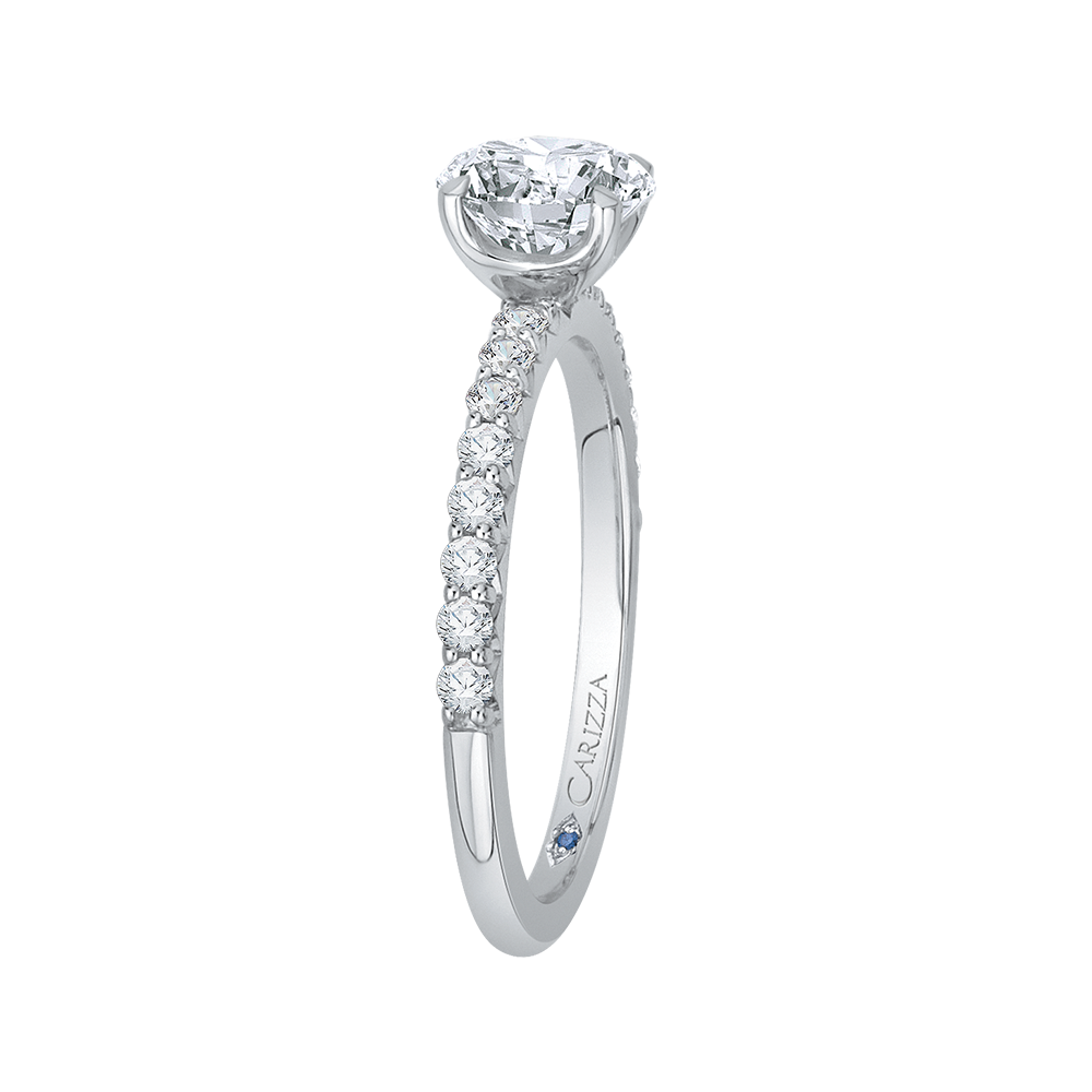 14K White Gold Round Diamond Engagement Ring (Semi Mount)