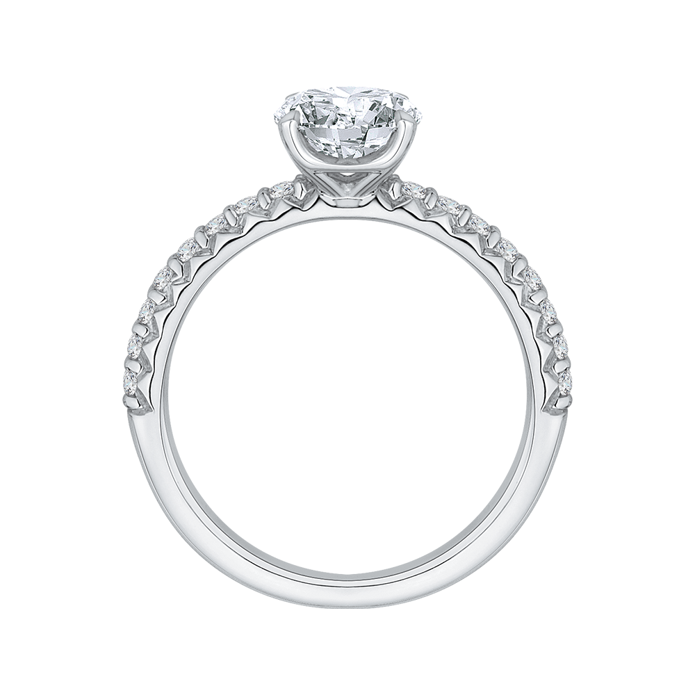 14K White Gold Round Diamond Engagement Ring (Semi Mount)