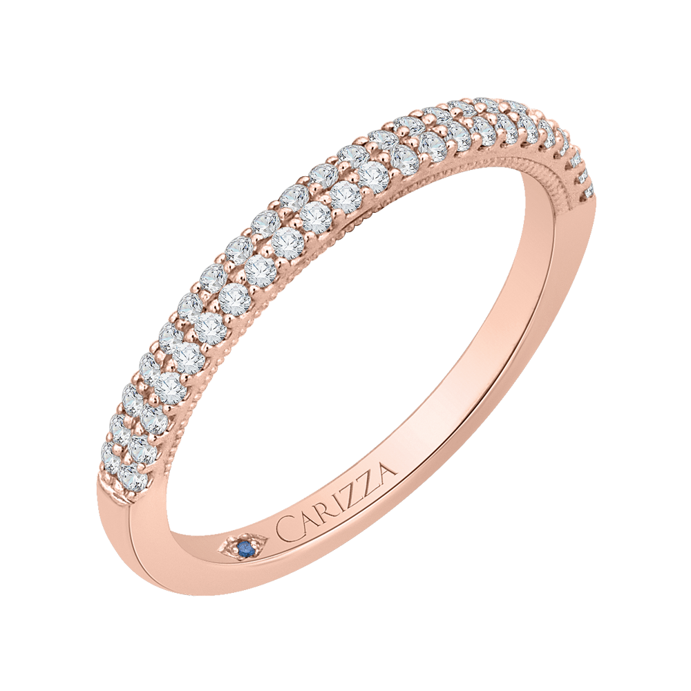 14K Rose Gold Round Diamond Wedding Band