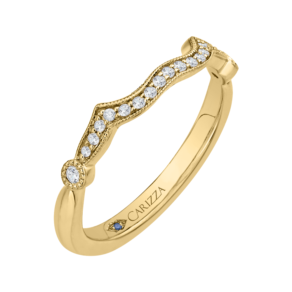 14K Yellow Gold Round Diamond Wedding Band