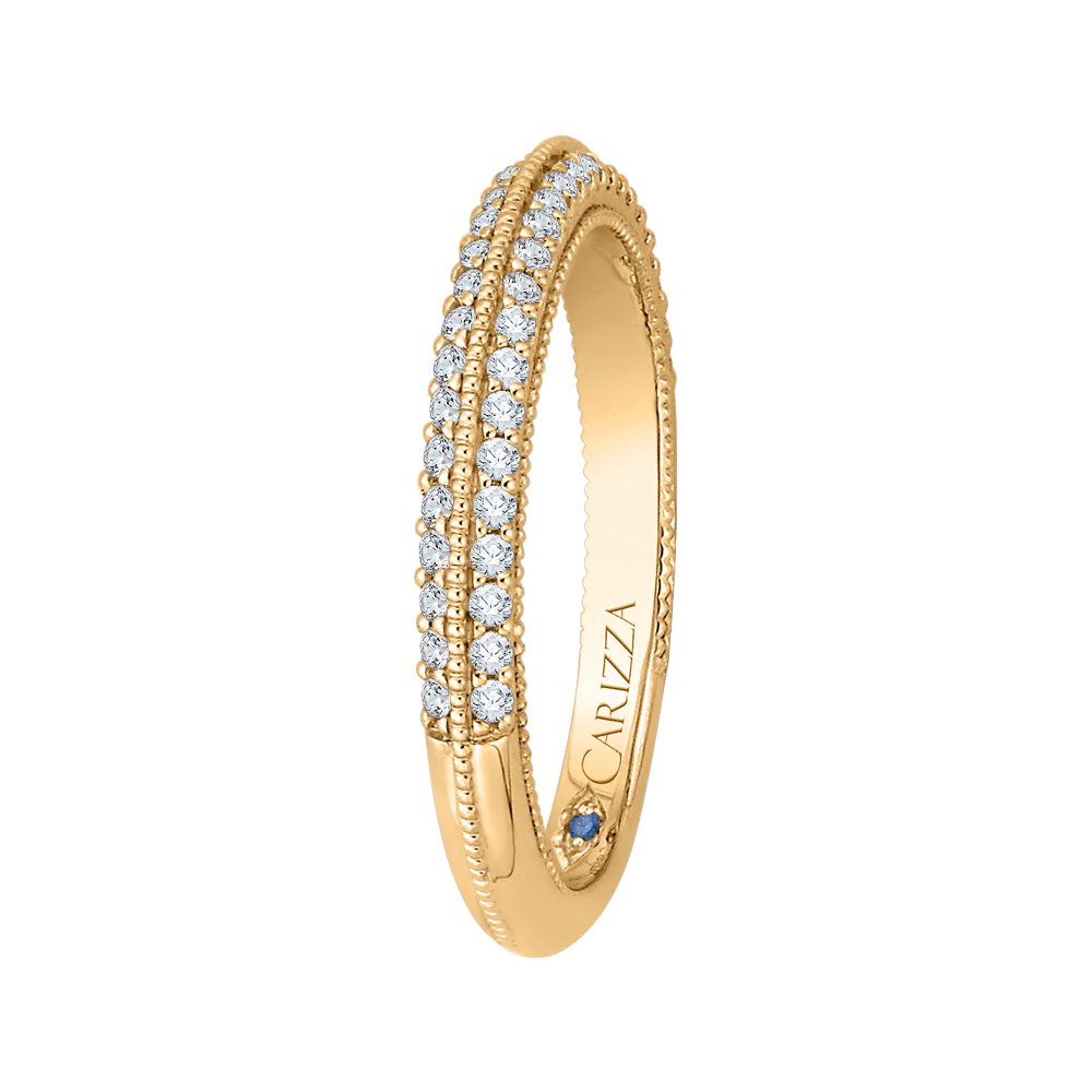 Round Diamond Half Eternity Wedding Band In 14K Yellow Gold