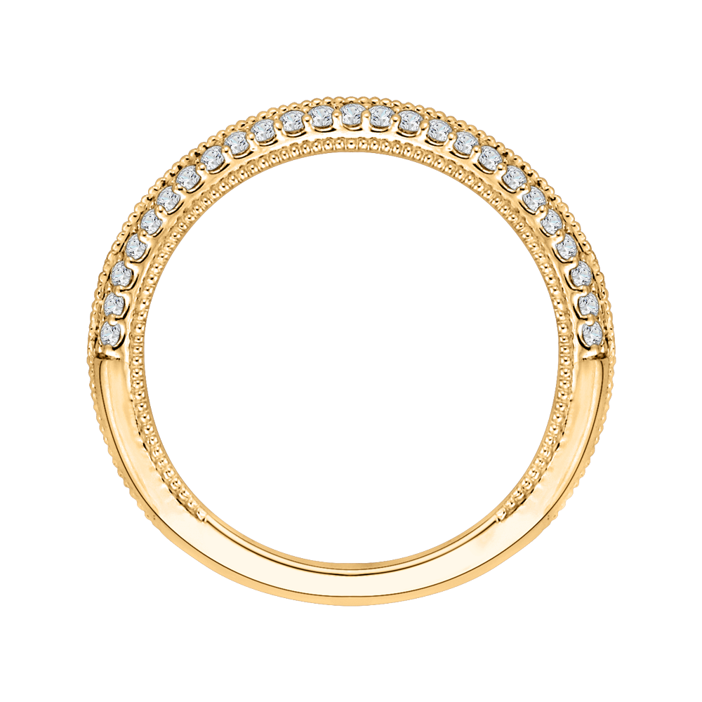 Round Diamond Half Eternity Wedding Band In 14K Yellow Gold