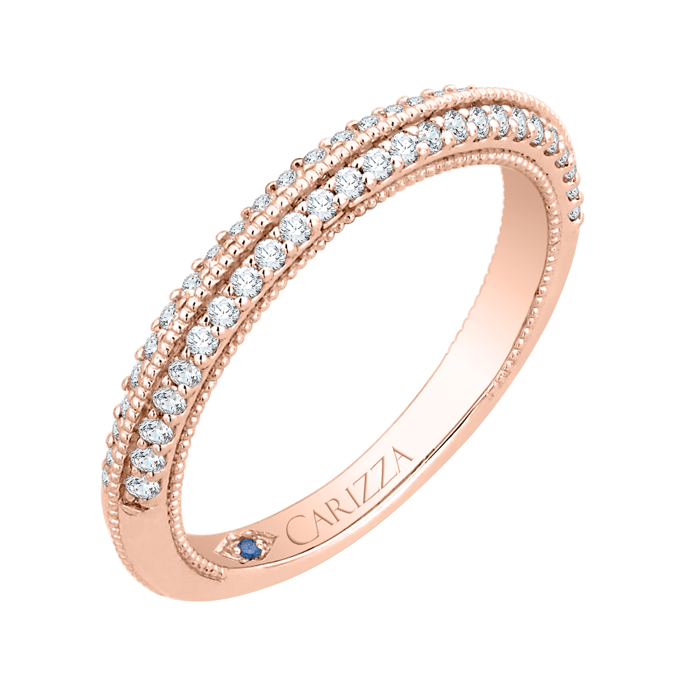 14K Rose Gold Round Diamond Half Eternity Wedding Band