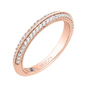 14K Rose Gold Round Diamond Half Eternity Wedding Band