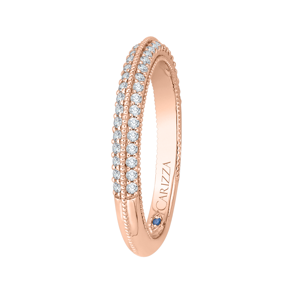 14K Rose Gold Round Diamond Half Eternity Wedding Band