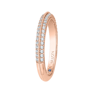 14K Rose Gold Round Diamond Half Eternity Wedding Band