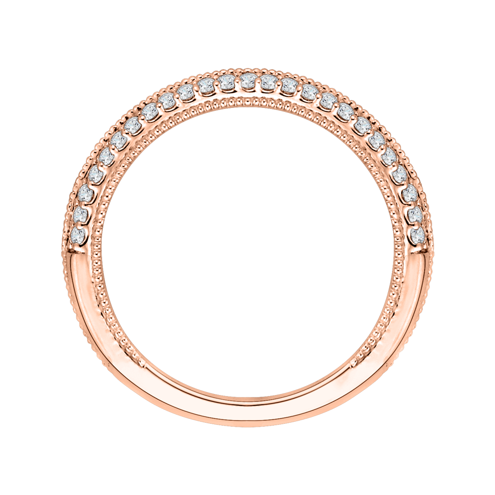 14K Rose Gold Round Diamond Half Eternity Wedding Band