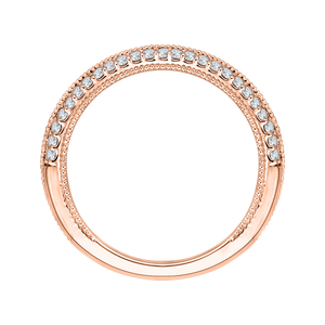 14K Rose Gold Round Diamond Half Eternity Wedding Band