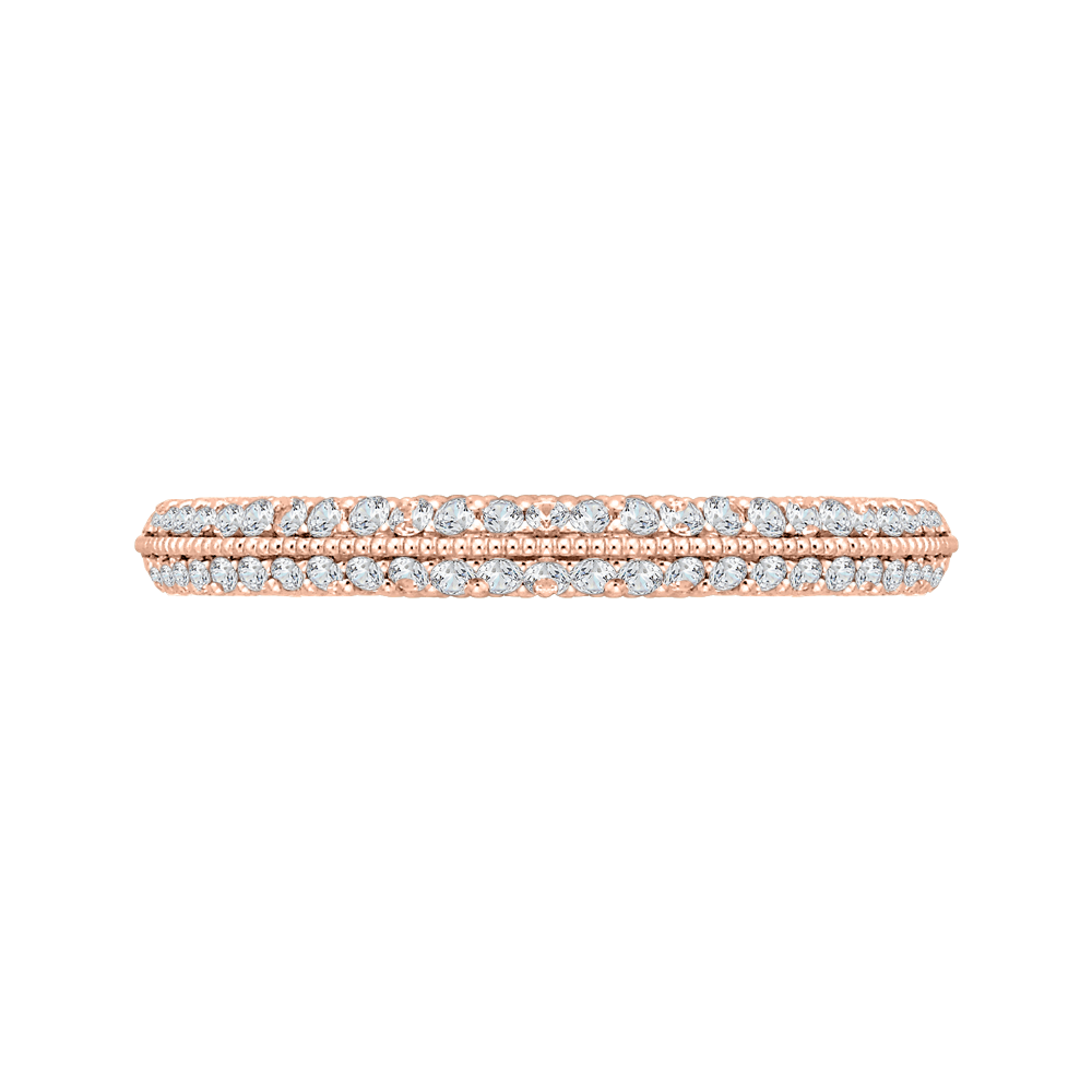 CA0217B-37P-1.50 Bridal Jewelry Carizza Rose Gold Round Diamond Wedding Bands