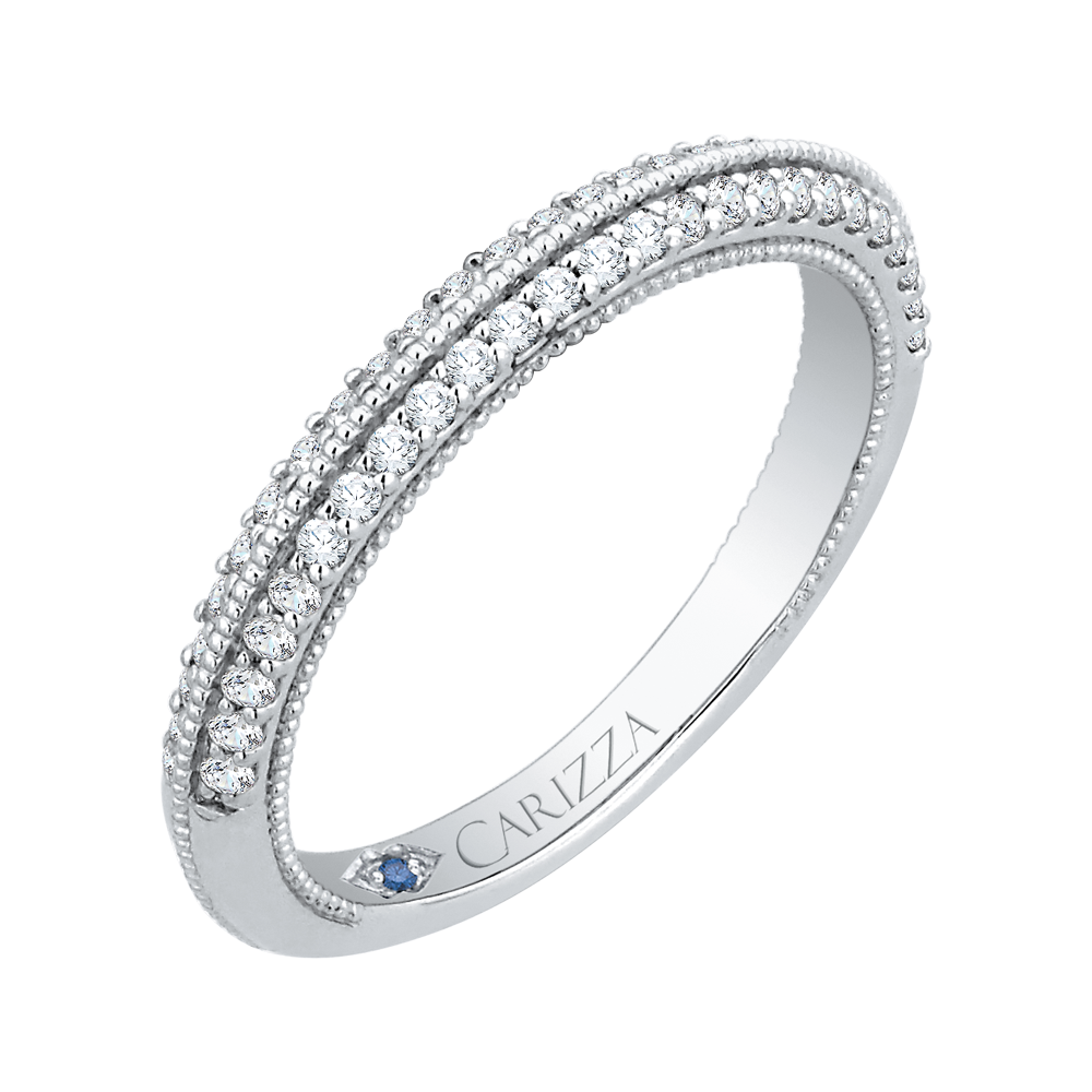 Round Diamond Wedding Band In 14K White Gold