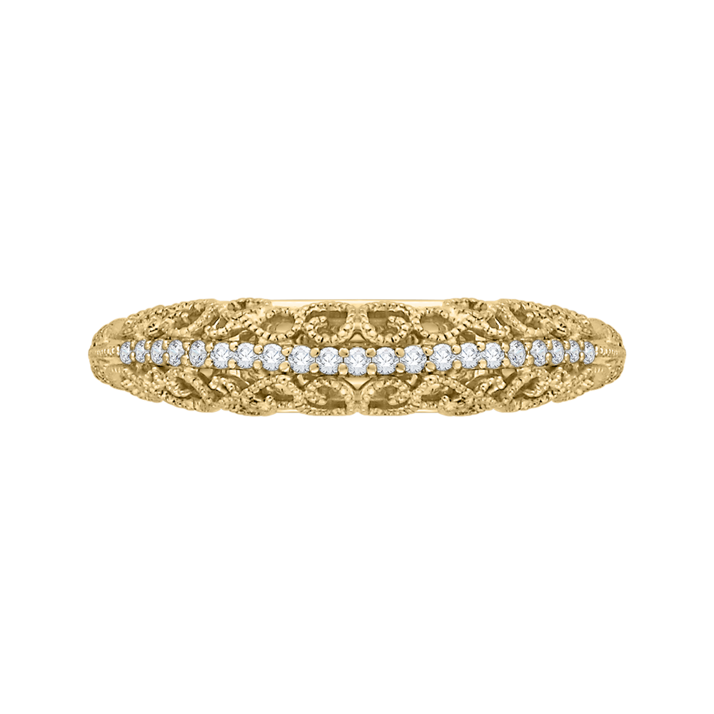 CA0219B-37 Bridal Jewelry Carizza Yellow Gold Round Diamond Wedding Bands