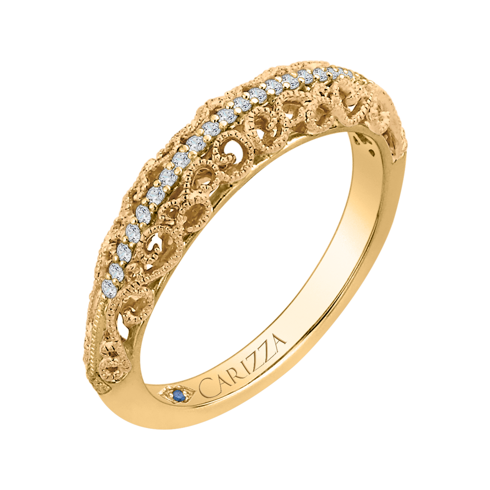 14K Yellow Gold Round Diamond Wedding Band