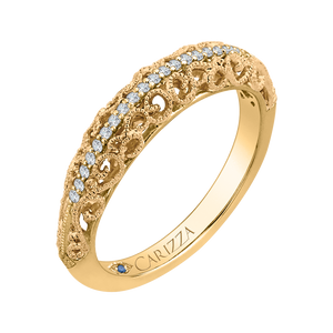 14K Yellow Gold Round Diamond Wedding Band