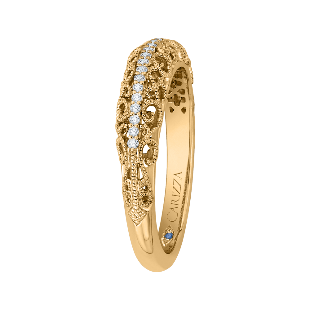 14K Yellow Gold Round Diamond Wedding Band