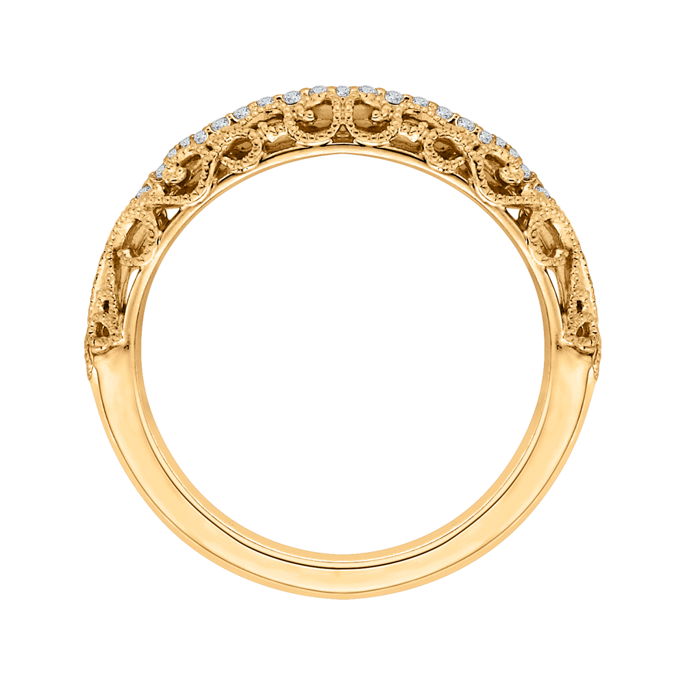 14K Yellow Gold Round Diamond Wedding Band