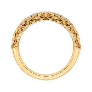 14K Yellow Gold Round Diamond Wedding Band