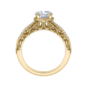 14K Yellow Gold Round Diamond Engagement Ring (Semi Mount)