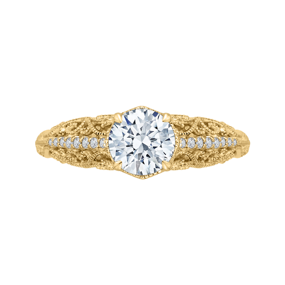 CA0219E-37 Bridal Jewelry Carizza Yellow Gold Round Diamond Engagement Rings