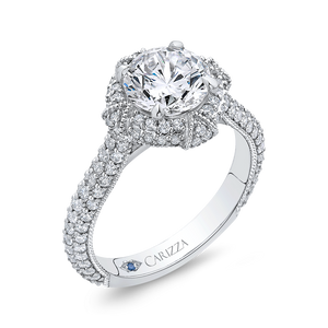 14K White Gold Round Diamond Engagement Ring (Semi Mount)