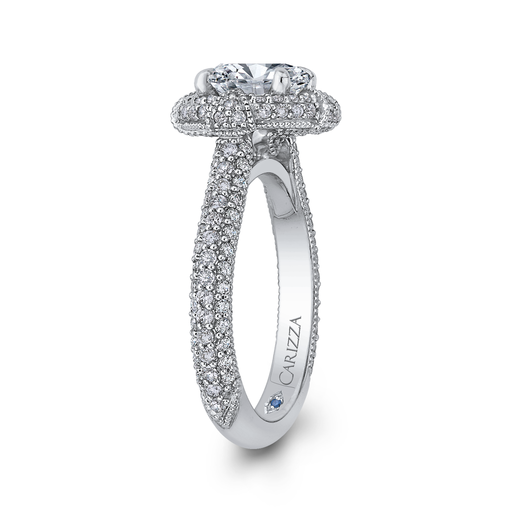 14K White Gold Round Diamond Engagement Ring (Semi Mount)