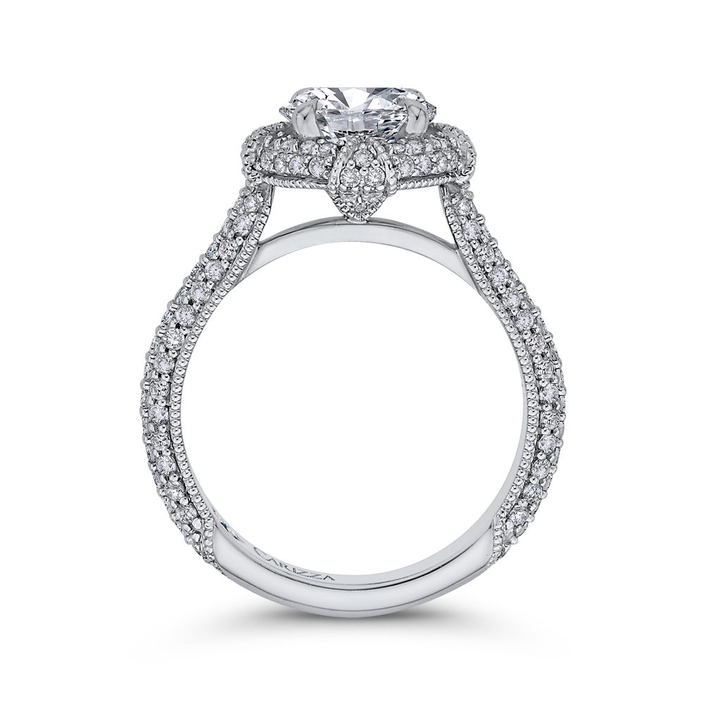 14K White Gold Round Diamond Engagement Ring (Semi Mount)